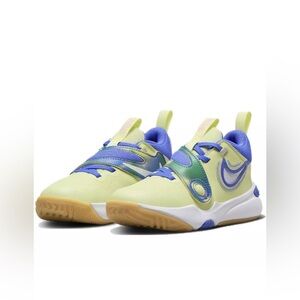 Nike New 2.5y Youth Kids' Hustle D11 Basketball Shoes Yellow Blue Velcro